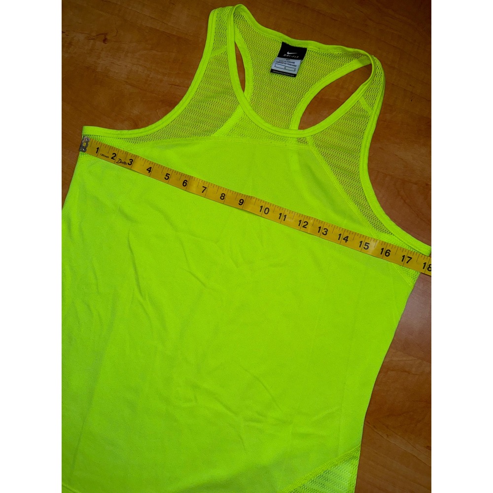 Nike Dri-FIT Neon Volt Yellow Mesh Racerback Tank Top Womens Large - Picture 5 of 6